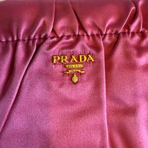 Prada Fuchsia Satin Pouch with Gold Accent